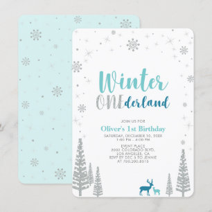 Convites Festa de 1º aniversário Silver Winter onederland b