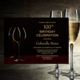 Convites Festa de 100 Anos com Vinho Champagne