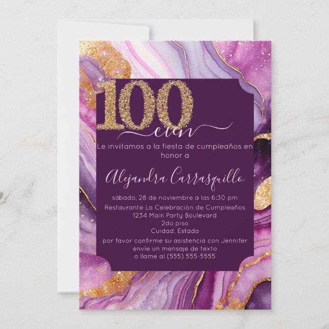 Convites Festa de 100 anos da Deslumbrante Ágata Espanhola (Frente)