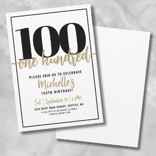 Convites Festa de 100 Anos de Caligrafia Moderna a Ouro