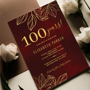 Convites Festa de 100 anos elegante e sofisticada de aniver