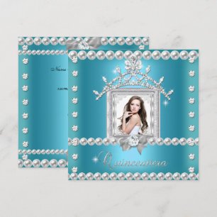 Convites Festa de 15 anos Quinceanera Azul Teal