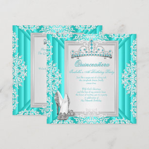 Convites Festa de 15 Anos Quinceanera Azul Teal