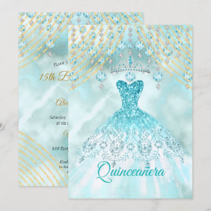 Convites Festa de 15 Anos Quinceanera Azul Turquesa