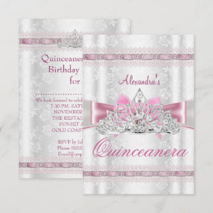 Convites Festa de 15 Anos Quinceanera Damask Vintage sml
