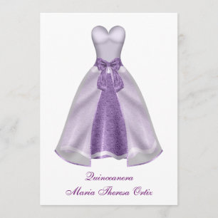 Convites Festa de 15 Anos Quinceanera de Vestido Roxo