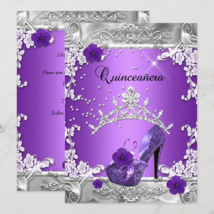 Convites Festa de 15 anos Quinceanera Roxo Prata