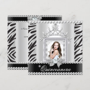 Convites Festa de 15 anos Quinceanera Zebra Preto Branco