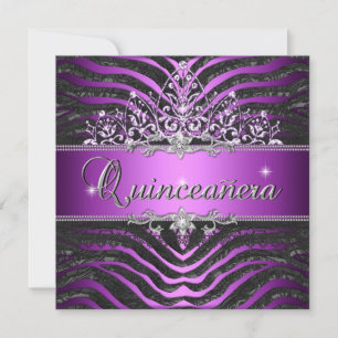 Convites Festa de 15 anos Quinceanera Zebra Roxo Rosa Preto