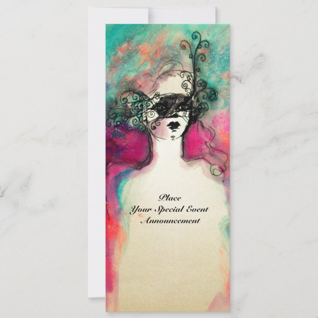 Convites Festa de 16 anos com máscaras CHARM MONOGRAM, Cham (Frente)