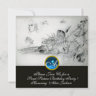 Convites Festa de 16 anos CONCHAS DO MAR Monograma Safira