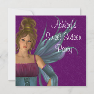 Convites Festa de 16 Anos da Princesa Fada Roxo Turquesa