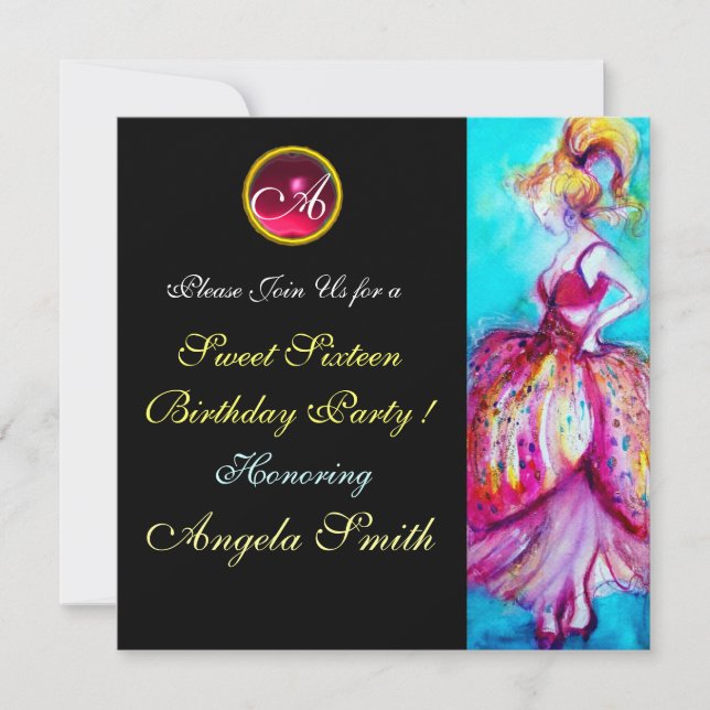 CONVITES FESTA DE 16 ANOS MENINA CAPRICHOSA JOIA MONOGRAMA (Frente)