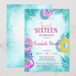 Convites Festa de 16 Anos no Flamingo Summer Pool