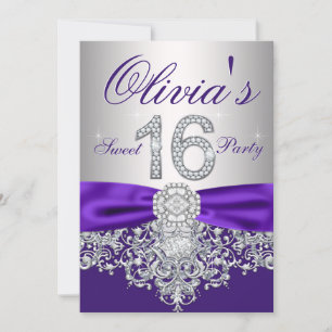 Convites Festa de 16 Anos Sweet Purple Diamond