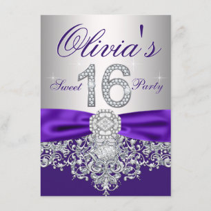 Convites Festa de 16 Anos Sweet Purple Diamond Roxa