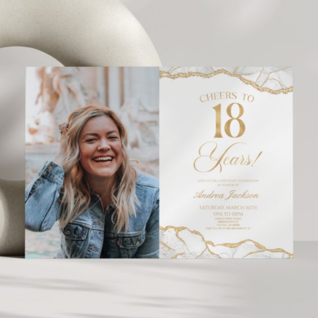 Convites Festa de 18 Anos com Ágata em Ouro Branco (Criador carregado)
