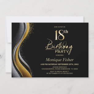 Convites Festa de 18 Anos com Estilo Preto e Dourado
