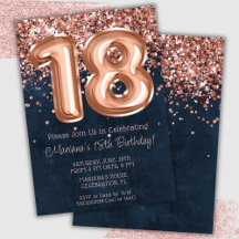 Festa de 18 Anos em Rose Gold Azul Marinho