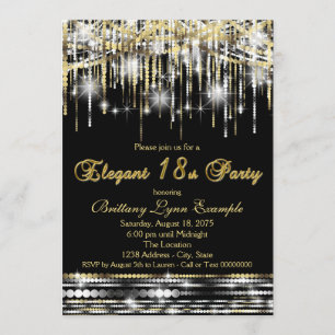 Convites Festa de 18 Anos Glam Black Gold Elegante