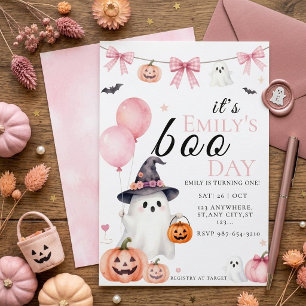 Convites Festa de 1 ano da Menina Fantasma Coquete Rosa