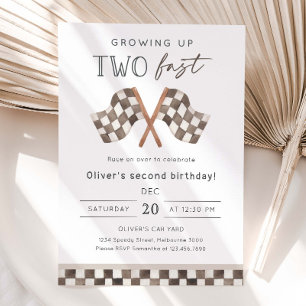 Convites Festa de 2º Aniversário Growing Up Two Fast Racing