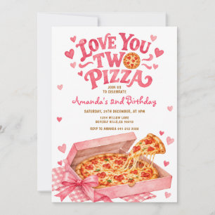 Convites Festa de 2º Aniversário Pink Love You Two Pizza Pi