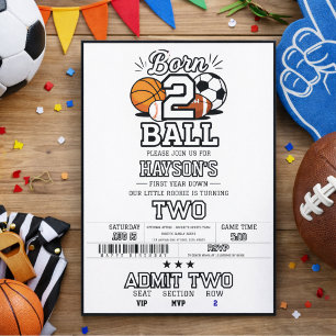 Convites Festa de 2º Aniversário Tema Esportes Nascido pra 