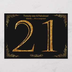 Convites Festa de 21º aniversário, estilo Gatsby, brilho pr