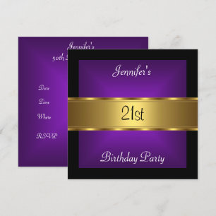 Convites Festa de 21 anos Roxo Dourado