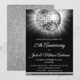 Convites Festa de 25º Aniversário de Casamento Bola de Disc
