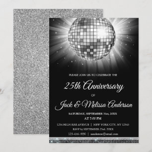 Convites Festa de 25º Aniversário de Casamento Bola de Disc