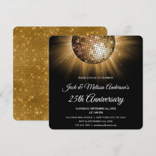 Convites Festa de 25 Anos de Casamento Bola de Discoteca Do