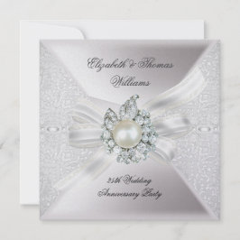 Convites Festa de 25 Anos de Casamento Pérola Branca com Re