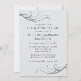 Convites Festa de 25 de Casamento Elegante Simples