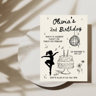 Convites Festa de 2 Anos da Menina com Desenho de Bolo