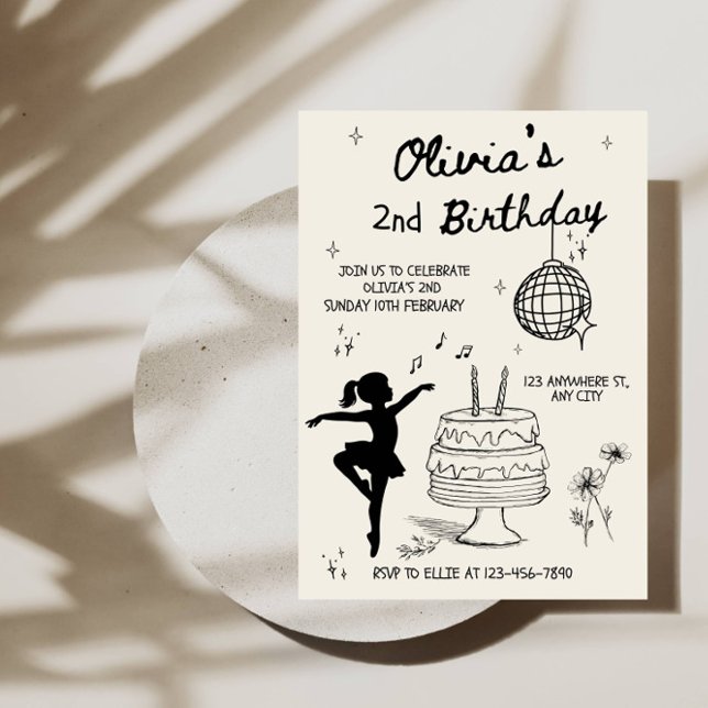 Convites Festa de 2 Anos da Menina com Desenho de Bolo (Criador carregado)