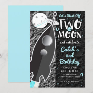 Convites Festa de 2 anos da Nave Espacial Foguete DOIS PARA