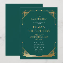 Convites Festa de 30 anos com estilo dourado Gatsby