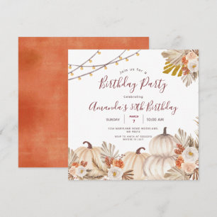 Convites Festa de 30 Anos da Abóbora Boho Grama Pampas