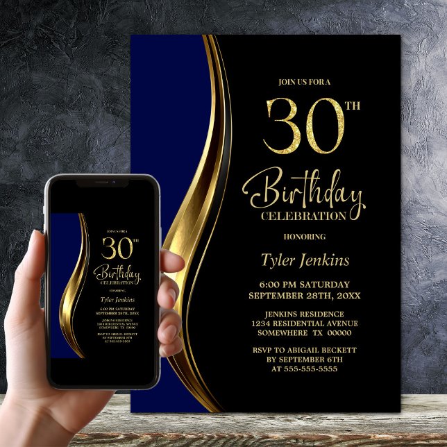 Convites Festa de 30 Anos do Black Gold Blue (Criador carregado)