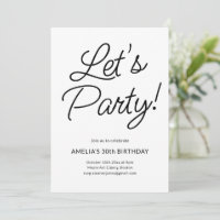 Festa de 30 Anos Minimalista Preta e Branca Modern