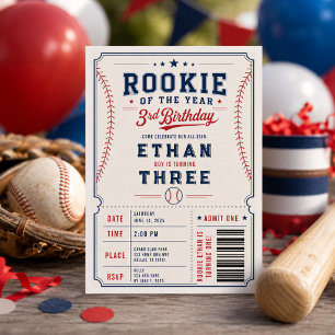 Convites Festa de 3 Anos de Rookie do Ano de Beisebol