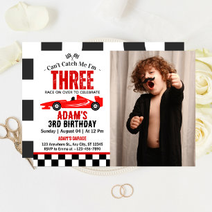 Convites Festa de 3 anos do menino do carro de corrida Não