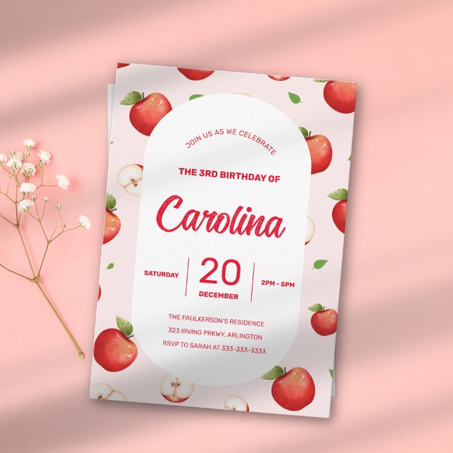 Convites Festa de 3 Anos Tema Maçã da Filha (Criador carregado)