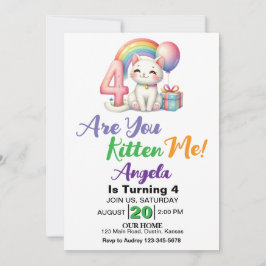 Convites Festa de 4º Aniversário de Gatinho Fofo
