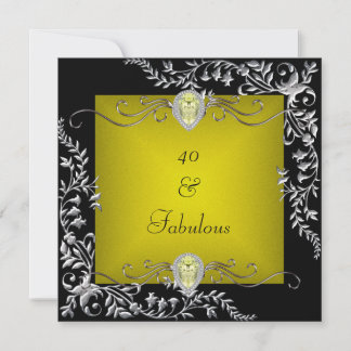 Convites Festa de 40 Anos Black Chartreuse Gold