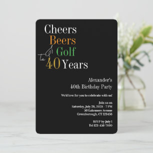 Convites Festa de 40 Anos Cheers Beers Golf
