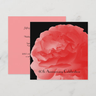 Convites Festa de 40 Anos Coral Pink Rose Floral