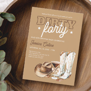 Convites Festa de 40 Anos da Cowgirl Western Dirty Forty